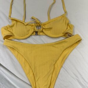 SHEIN Mustard Ribbed Bikini Set